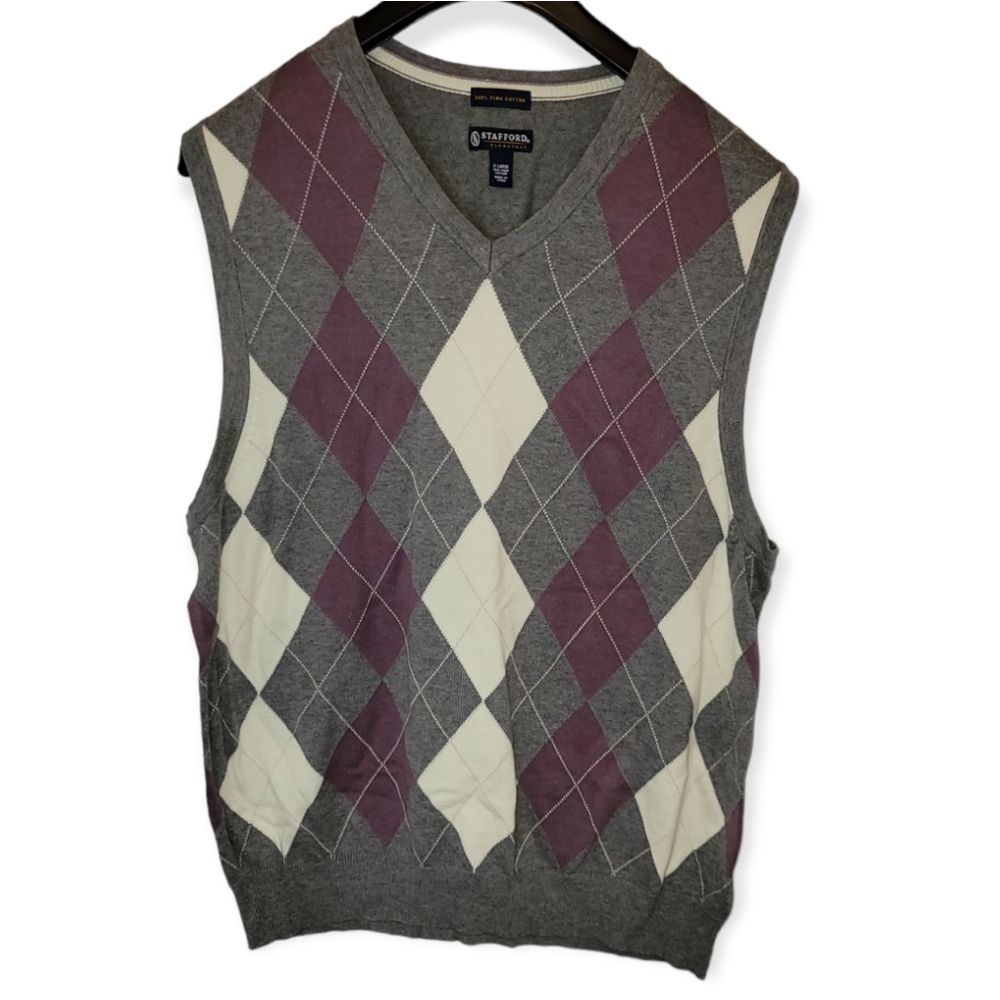 Men's Stafford Signature 100% Pima Cotton Men's Sweater Vest Size XL